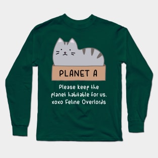 Gray Cat - Habitable Planet (Forest Green) Long Sleeve T-Shirt